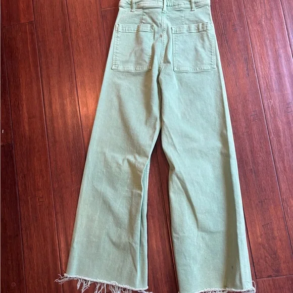 ZARA Mint Green Wide-Leg Jeans SZ 4 - Picture 4 of 4